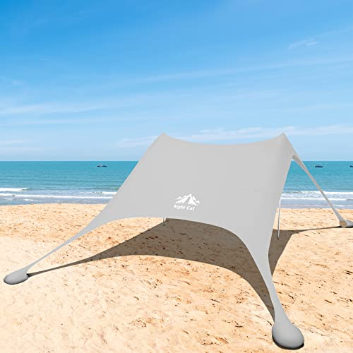 Night Cat Strandzelt Lycra Schatten Zelt Strandmuschel Sonnensegel Sun Shelter UV-Schutz UPF 50+ mit Sandsack Anker für Strand Picknick Angeln Camping