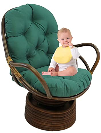TDHLW Patio Rattan Drehstuhl Rocker Kissen Garten abnehmbare Sitzauflage Gartenmöbel Terrasse Schreibtisch Liege Schaukelstuhl Kissen,Dark Green
