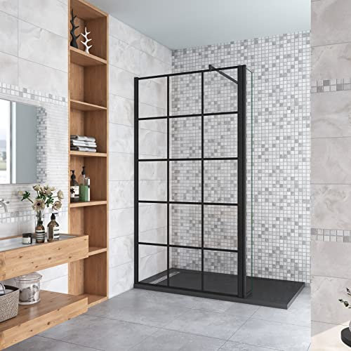 AICA paroi de douche à l'italienne 80+40x200cm en verre coloré avec un retour pivotant 40cm et une barre de fixation extensible en cylindrique