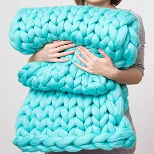 MHUQIA Gestrickte Decke Wohnzimmer Couch 200x200cm, Strickdecke Tagesdecke, Chunky Grob Knit Blanket Kuscheldecke GehäKelt Armstricken Deken Grobstrick Gestrickt Decke Strick Baumwolle