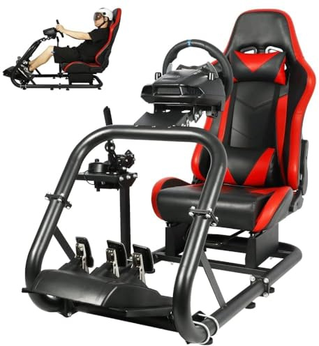 Dardoo Racing Simulator Cockpit mit Sitz passend für Logitech G920 G923, für Thrustmaster T300RS, für Fanatec, Ultra-Sturdy Alloy Steel Sim Racing Cockpit ohne Rad Pedal Handbremse