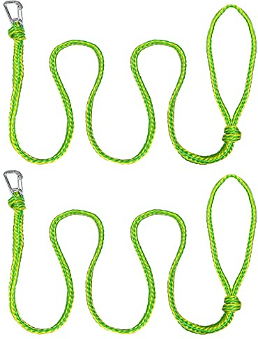 ISURE MARINE Kayak Tow Rope with Clip Dock Lines Heavy Duty Braided Line Ideal for Jet ski,watercraft Boat, Kayaking, Marine Sets of Two Ropes 1/2 Inch Diameter x 7ft Lengths Green