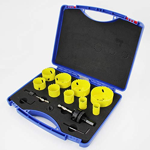 14pcs Hole Saw Kit Set M42 Metal Circular Round Drill Cutting High Speed Steel Arbor Adapter for Drilling Industrial Steel Casting, Galvanized Pipe, Wood, Plastic