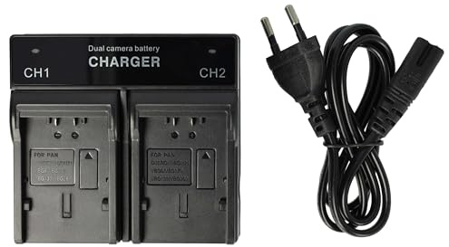 vhbw Dual Ladegerät kompatibel mit Panasonic SDR-H80, SDR-H280, SDR-H50, SDR-H60, SDR-H40 Kamera Camcorder/Akku - Ladeschale, Ladestandsanzeige