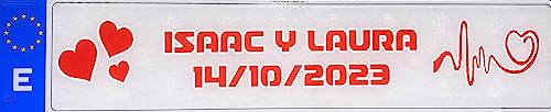 SANGOIMPRESS Matrícula Personalizada Nombre Fecha Color Inicial (Corazon)