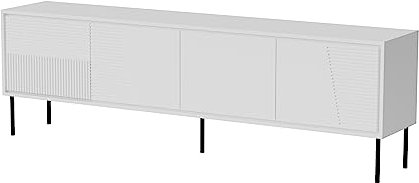 Homlando TV Schrank Lowboard ABUDABI 200 cm Moderner TV-Stand mit 4 Türen – TV Board – Sideboard für das Schlafzimmer oder Wohnzimmer (Weiß Matt)