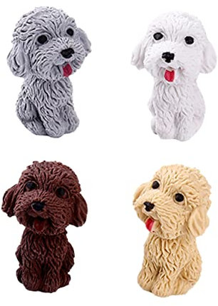 MAGICLULU 4er-pack Radiergummis in Hundeform Für Kinder Bleistifte Radiergummis in Hundeform Schulbedarf Für Schüler Zufällige Farbe