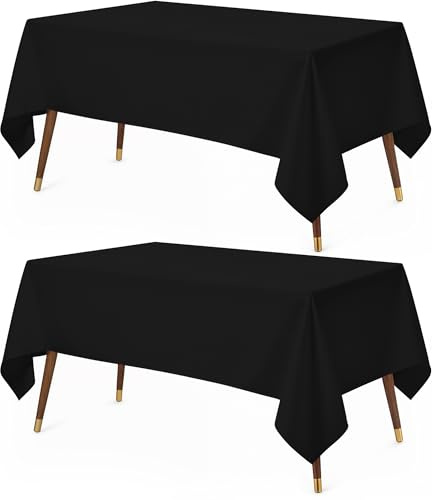 Utopia Kitchen Polyester Tischdecke 132x177 cm (2er-Pack, Schwarz) Maschinenwaschbare Tischdecke Ideal für Partys, Veranstaltungen, Hochzeiten und Restaurants