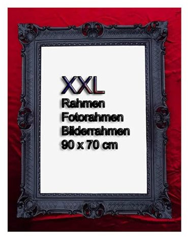 Generisch Cadre photo baroque doré - 50 x 70 cm - Cadre photo antique - 70 x 90 cm - Cadre pour peinture de mariage - Tableau publicitaire (noir)