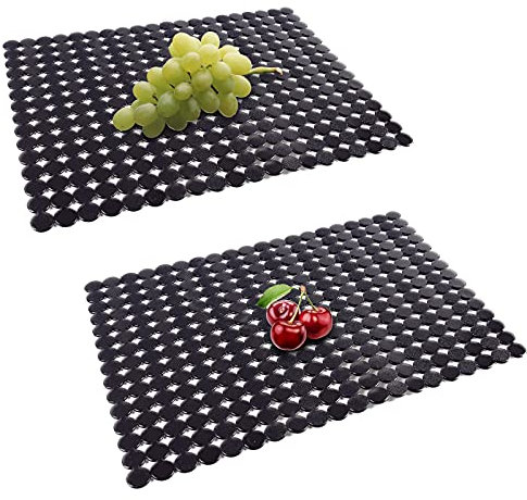 Topsky 2er-Set Spülbeckeneinlage für Küchenspüle, Spülbeckenmatte Zuschneidbare Abtropfmatte, für Keramik/Edelstahl Spülen, Schnell Abtropfende Abtropfmatten, PVC, 30 x 40 cm (Schwarz)