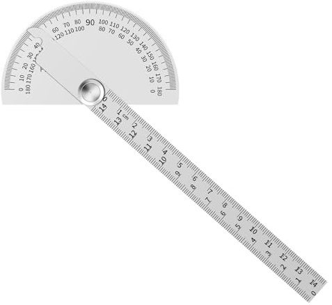 Rapidbok Rapporteur d'angle en Acier Inoxydable avec Règle – Règle Angulaire, Rapporteur avec Tête Ronde, Goniomètre-Règle, Rapporteur pour Élèves, Ingénieurs, Design Architectural et Menuiserie