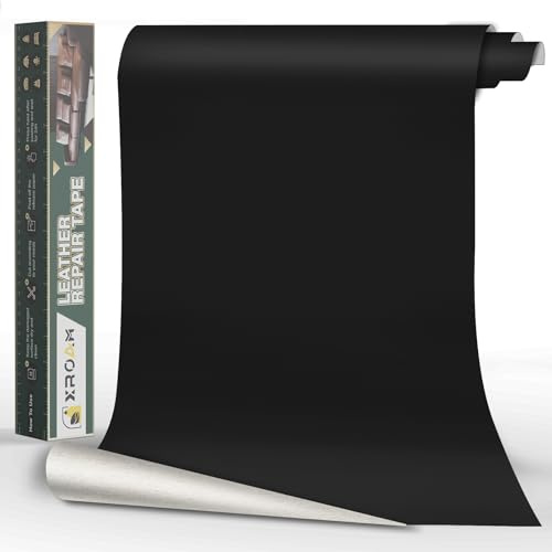 Xroam Kunstleder Selbstklebend, 60x200 cm Schwarz Glatt Leder Reparatur Patch, Lederflicken Selbstklebender, Kunstleder Reparaturset, Leder Patch Selbstklebend für Sofa, Autositze, Taschen, Jacken