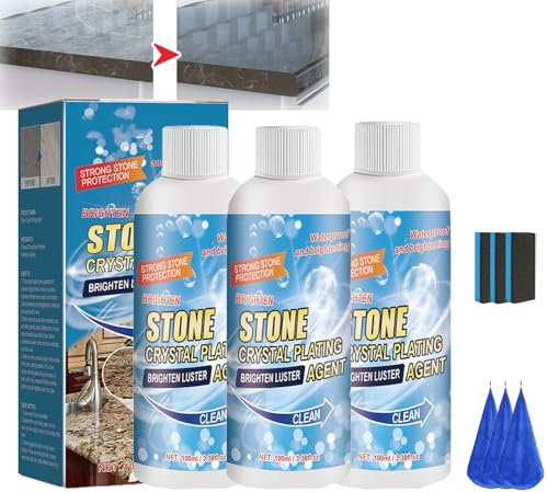 Agente de Recubrimiento de Cristal de Piedra,Limpiador de encimeras de mármol y Cuarzo,Agente de Pulido y Revestimiento de Piedra,Limpiador y abrillantador de mármol (3PCS)