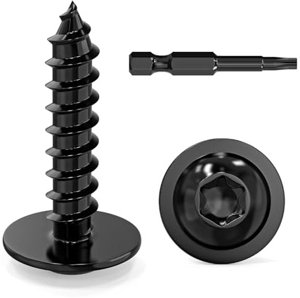 Dayalo 50 Stück Blechschrauben 4,2 x 16 mm, Flachkopf mit Scheibe Holzschrauben Torx, Edelstahl A2 V2A, Schwarzes Oxid, mit Schraubendreher Bit