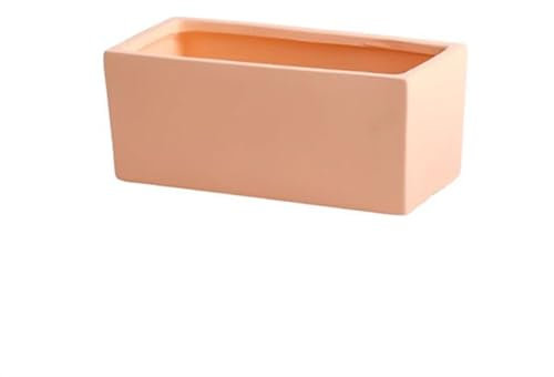 Maceta Interior Macetero Rectangular de cerámica con bandeja, artículos for macetas pequeños perforados de escritorio de oficina, verde, Simple, escandinavo, suculento Jardineras Exterior(Orange,Grand