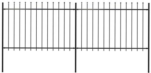 Xichuzi Gartenzaun mit Speerspitzen, Sichtschutz Zaun, ZaunsichtschutzB, Steckzaun, Garten Zaun,Teichzaun, Zaunelemente, Garden Fence, Stahl 3,4 x 1,2 m Schwarz