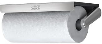Joseph Joseph RollGrip Unterbau Küchenrollenhalter, Platzsparend, Federspannarm, Einhand-Abreißen, Für 140mm Rollen, Graphite