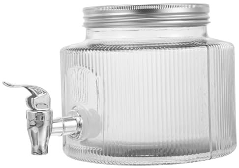 OFFSCH Glass Beverage Dispenser Tap Cocktail Jar for Parties Stylish Drink Storage Container Spigot for Fruit Tea Lemonade and Other Beverages