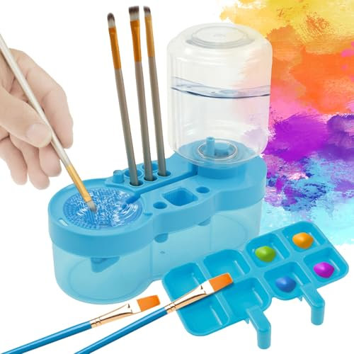 Paint Brush Rinser, Multifunctional Paint Brush Cleaner Art Supplies, Painting Water Dispenser Water Cycle Rinser, Tool for Acrylic, Watercolor, and Water-Based Paints (Blue)