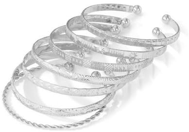 WATEFOER 7 Stück Gold Armreif Armbänder für Damen, 14k Vergoldet Multi Layer stapelbar Manschette Armband Set Offen Einstellbar Armreif Minimalist texturiert Boho Schmuck Geschenk für Muttertag