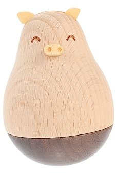 Holibanna Holz Tierfigur Skulptur Tischdekoration Handgefertigt Stabile Bürodruck Figur Schwein Charmante Holzbecher Deko Für Zuhause Und Hochzeit