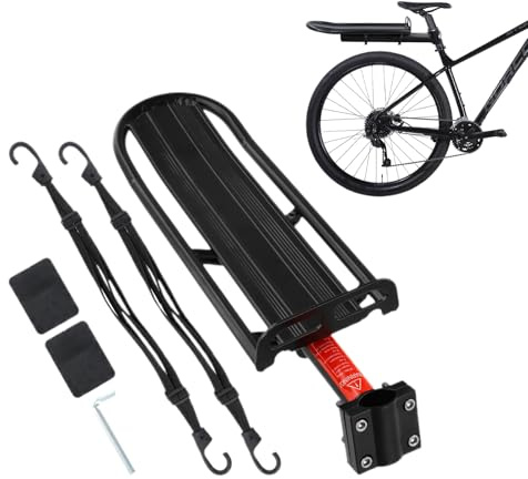 Fahrrad Gepäckträger Aluminiumlegierung, Einstellbar Fahrradregal für Mountainbike, mit 2 Gepäckspanner 60cm, für Fahrräder mit einem Stabdurchmesser von weniger als 31,8 mm, 8kg Tragkraft (Set A)