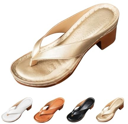 SRTUMEY Sandales Femme Été Talon Épais UK Dégagement Dames Glisser Sur Bout Ouvert Tongs Pantoufles Femmes Chaussures de Marche Décontractées Taille 4