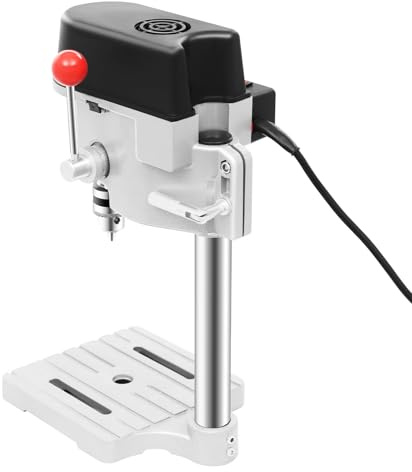 340W Gusseisen Säulenbohrmaschine mit 3 Geschwindigkeiten,Bohrtiefe 25mm Mini-Bohrmaschine Tischbohrmaschine Drehzahlreglung Bankbohrmaschine,Eisen (Durchmesser ≤0.24in)/Holz (Durchmesser ≤0.63in)