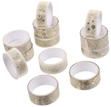 BATHVEVE 12rouleaux Ruban Adhésif Décoratif Washi Tape De Dorés Pour Artisanat Scrapbooking Et Décoration