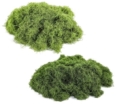 2Pièces Mousse Artificielle,Décoration Fausse Herbe Mur Vegetal de Artificiel a Bloc Florale,Moss Artificial Decoratif en Fleurs Plante Decorative Gazon Maquette,Verte Végétale,pour Jardin Pelouse