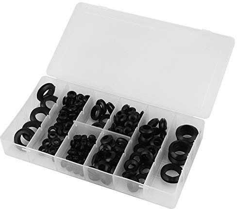 Kit di Tenuta in Gomma, Contanti in Gomma Germello di Assortimento 180pcs Box Ghiant Gremet 8 Dimensioni Assortimento Set per Proteggere il Tubo del Cavo Metallico