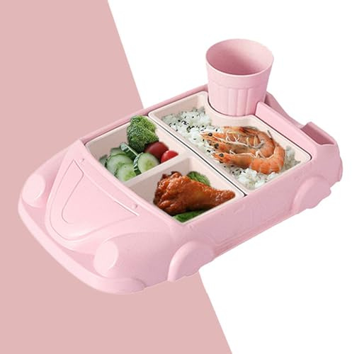 Ensemble de salle à manger en forme de voiture pour enfants avec assiettes séparées, couverts et tasse à eau pour garçons et filles, ensemble d'assiettes en fibre plastique pour cuisine et table à