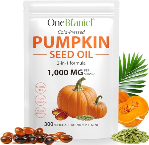 Pumpkin Seed Oil Capsules 1000mg Per Serving, Cold Pressed Pumpkin Seed Oil, for Hair & Urinary Support, 2-in-1 Formula with Zinc & Omega Fatty Acids - 300 Softgels