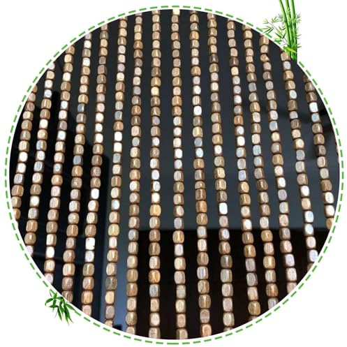 ZHUOZ1T Bamboo Beaded Door Curtain,Hanging Brown Wooden Bead Door,String Curtains,Fly Screen,for Doorways,Windows,Room Dividers & Home Décor,Customizable (80cm x 90cm(81 Strands))