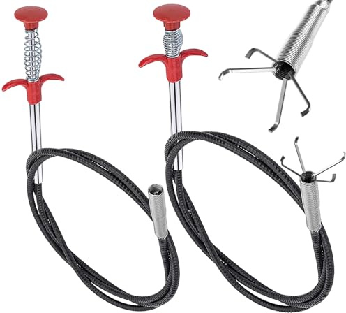 qjuwhua Lot de 2 pinces à griffes flexibles - 90 cm/60 cm - Pince de préhension télescopique - Déboucheur de toilettes - Spirale - Pour cuisine, salle de bain, égout