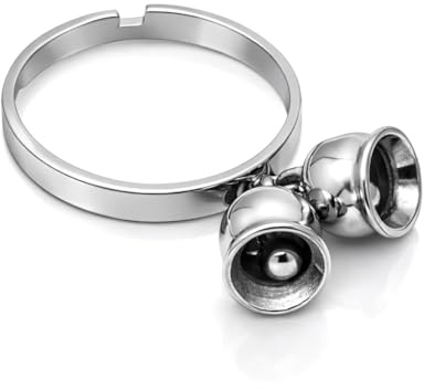 DEIMODRA Anello Regolabile con Doppia Campanella – Anello 2 Campanelle in Acciaio Inossidabile, Simbolo Gioia e Celebrazione, Gioiello Elegante per Donna e Ragazze