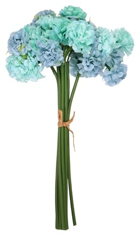 sourcing map Flores artificiales de crisantemo, bola artificial, hortensias, ramo de boda, flores falsas con tallos flexibles para jarrón, hogar, boda, fiesta, cafetería, color azul