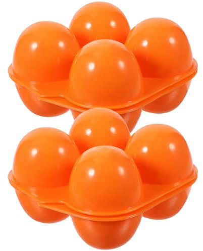 Genérico Huevera Naranja 4 Compartimentos, 2 Piezas, Organizador Reutilizable De Plástico Pp Para Nevera, Contenedor Seguro Para Almacenar Huevos En Cocina y Refrigerador