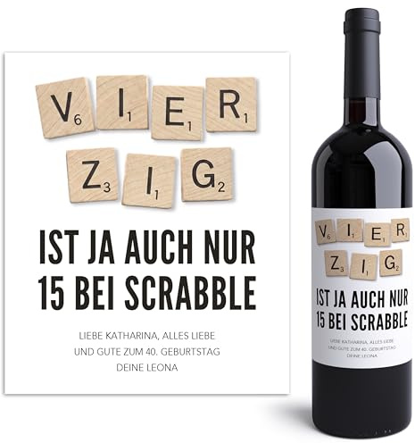 40. Geburtstag Geschenk Weinetiketten personalisiert Flaschenetiketten selbst gestalten Geburtstagsgeschenk Wein Etiketten 2 Stück | 10x12 cm