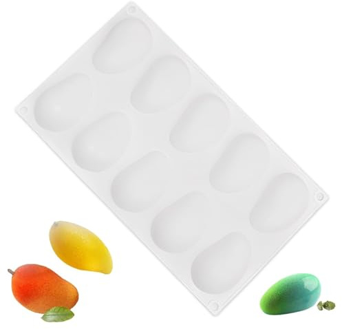 3D Mango Silicone Mold, 10-Cavity Non-Stick Baking Mold for Pastry Chocolate Cake Dessert Brownies Cakes Mousses - Heat Resistant to 230°C