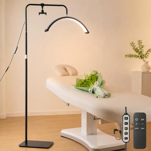 duowelly LED Half Moon Light with Remote Controller, Black, 36W | Beauty Salon Lights Floor Standing, Tattoo Lights, Lash Light, LED Arc Floor Lamp for Eyelash Extensions, Skincare, Eyebrows