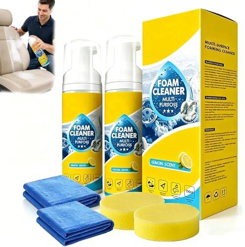 GUUTHQOR 4-in-1 Multi-Enzyme Foam Cleaner 5oz, all-Purpose Deep Cleaning Spray for Car Interior, Kitchen Grea,Powerful & Multipurpose Car Interior Foam Cleaner(2pcs)