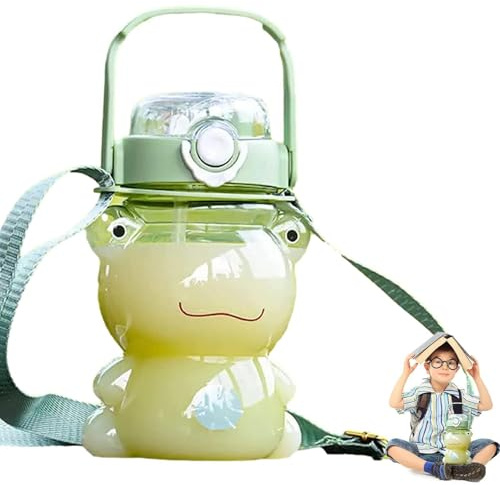 kivrimlarv Bottiglia d'acqua per bambini, grande bottiglia trasparente a forma di rana, grande, carina, per ragazze, bambini e donne