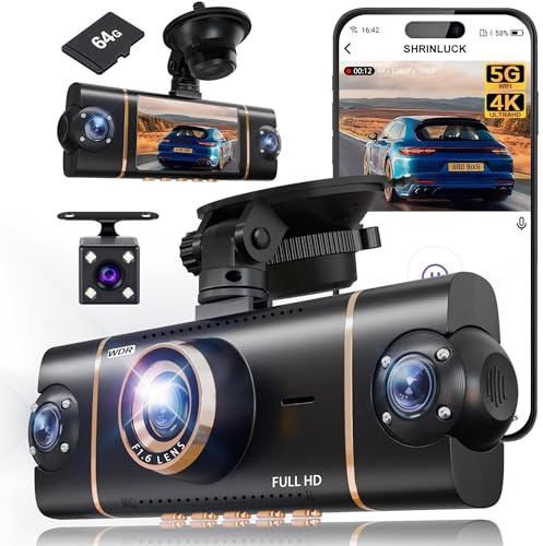 4 Channel Dash Cam, 4K + 3 x 1080P Front/Rear/Inside/Side 360°View
