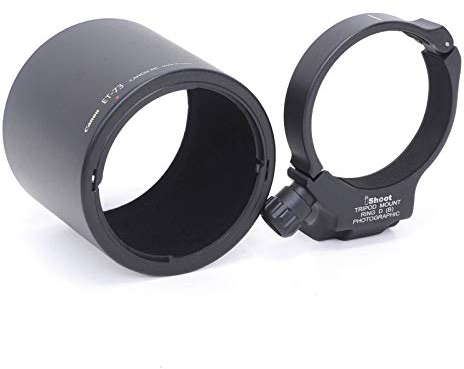 iShoot Anneau de Montage pour Trépied Bague Collier d'Objectif Compatible + Capot ET-73 avec Canon EF 100mm f/2.8L Macro is USM Lens (Replace D), Support Lentille Plaque de dégagement Rapide Arca Fit
