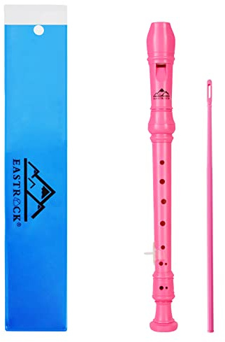 EastRock Flauto dolce soprano per principianti e bambini, in ABS in stile tedesco, chiave C con asta di pulizia, grafico per diteggiatura, borsa da imballaggio, poggia pollice (rosa)