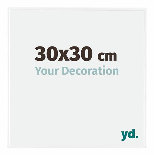 Your Decoration - Bilderrahmen 30x30 cm - Weiß Hochglanz - Bilderrahmen aus Kunststoff mit Acrylglas - Antireflex - 30x30 Rahmen - Evry