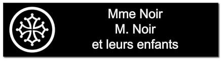Targhetta incisa per nome e numero cassetta postale croce Occitane autoadesiva, 10 x 2,5 cm, personalizzata da 1 a 3 righe, colore: nero
