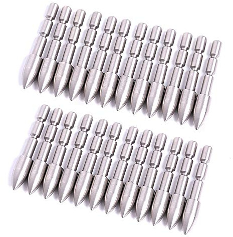 ACCMOS 24 Stück 80 Grain Rostfreier Stahl Bullet TIPP für ID 4,2 mm Pfeilwelle, Bogenschießen Jagd Pfeile Zubehör (80gr OD 6.2mm)