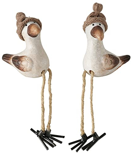 ReWu Dekofigur Dekoaufsteller Wohndekoration Dekoration Vogel Möwe Simon Sitzend Terrakottar Keramik Maritim Urlaub Meer 2er-Set